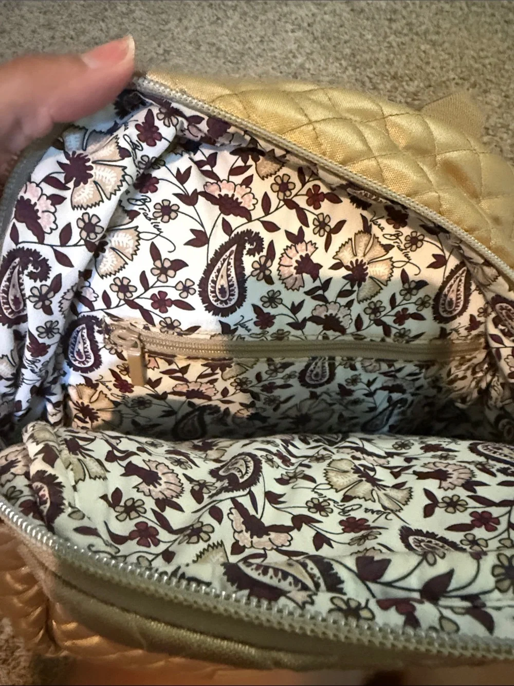 Vera Bradley Quilted Metallic Gold Backpack